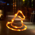 pumpkoglow lamp halloween lichtsnoer heksenhoed oranje led raamdecoratie www.middo.nl