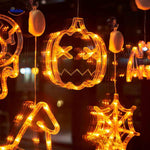 pumpkoglow lamp halloween lichtsnoer pompoen heksenhoed spin web raamdecoratie www.middo.nl