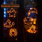 pumpkoglow lamp halloween lichtsnoer raamdecoratie 6 stuks pompoen spin vleermuis spookje heksenhoed www.middo.nl