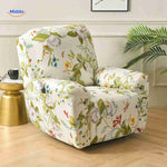 reclinex bankhoes bloemmotief op licht creme achtergrond stretchfauteuilhoes www.middo.nl