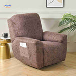 reclinex bankhoes bruin met goudpatroon textuurstijl fauteuilhoes www.middo.nl