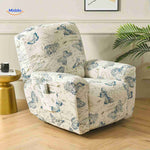 reclinex bankhoes creme met blauwe vlinders en handschriftprint www.middo.nl