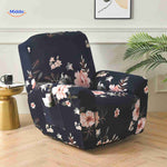 reclinex bankhoes donkerblauw met bloemenprint stijlvolle stretchhoes www.middo.nl