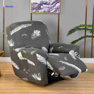 reclinex bankhoes donkergrijze hoes met witte veren motief voor relaxstoel www.middo.nl