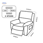 reclinex bankhoes maatvoering 4 stuks met afmetingen voor relaxstoel www.middo.nl