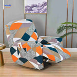reclinex bankhoes oranje en blauw diamantpatroon met textuurdesign www.middo.nl
