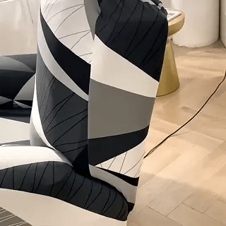 reclinex bankhoes stretchhoes in zwart wit grijs geometrisch patroon www.middo.nl
