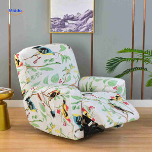 reclinex bankhoes wit met vogels en bladeren natuurlijke print www.middo.nl