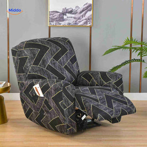 reclinex bankhoes zwart met gouden chevron strepen luxe stretchhoes www.middo.nl