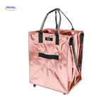 rollexa trolleytas roze metallic opvouwbaar met wielen en hengsels www.middo.nl