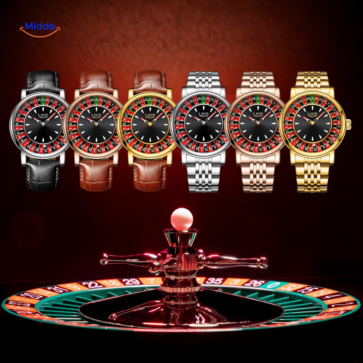 roulettix horloge collectie casino stijl www.middo.nl