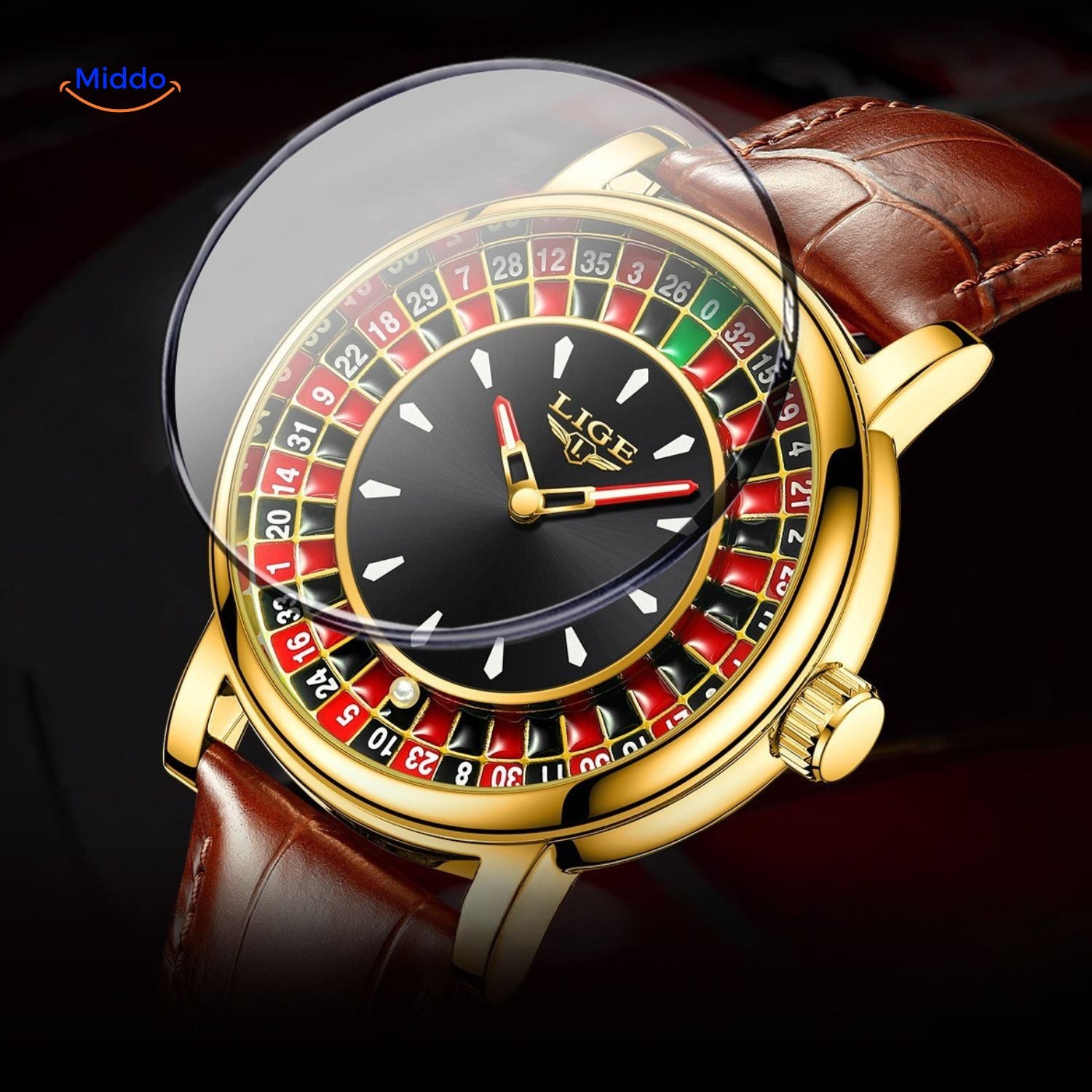 roulettix horloge goud detailweergave www.middo.nl