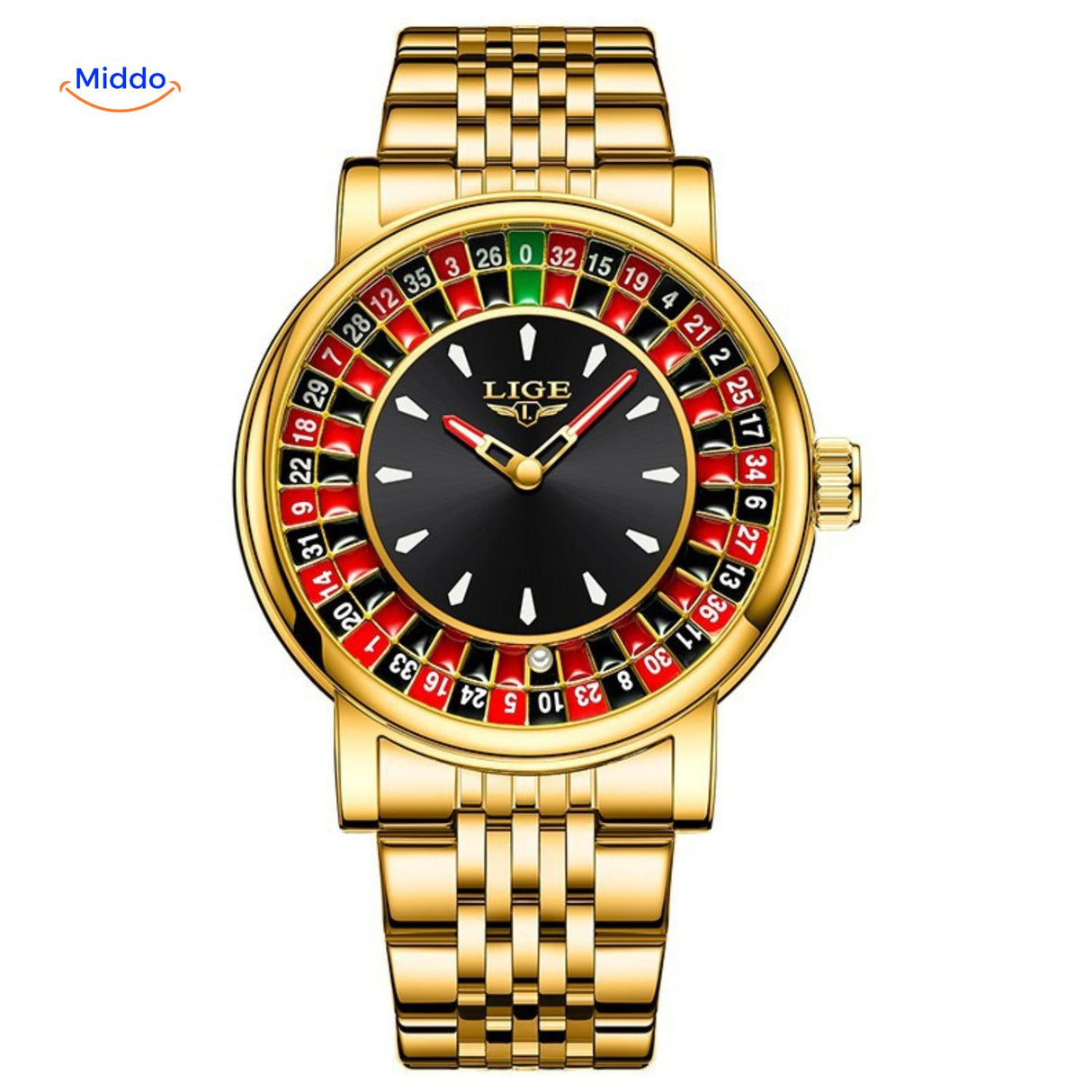 roulettix horloge goud metalen band www.middo.nl