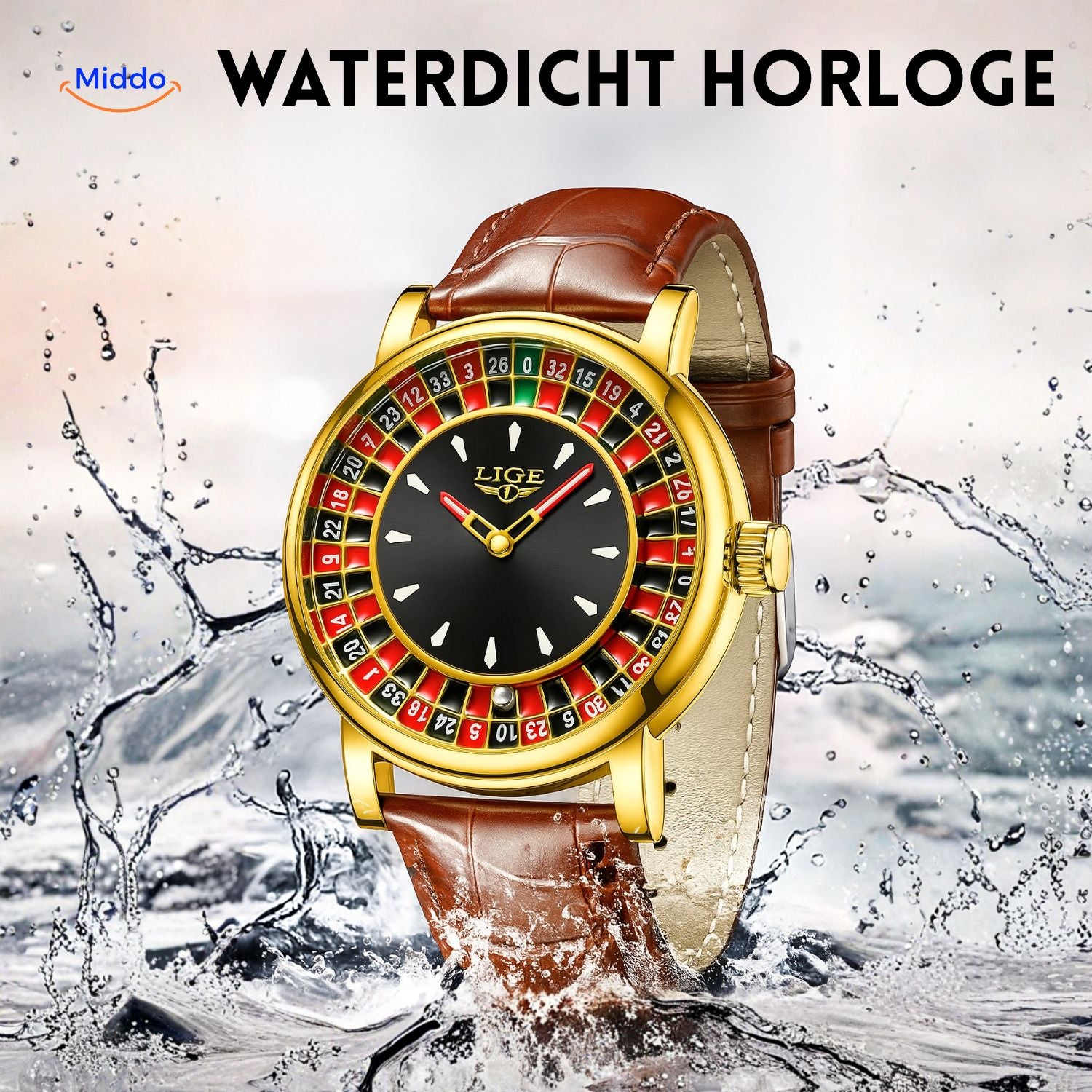 roulettix horloge goud waterdicht www.middo.nl