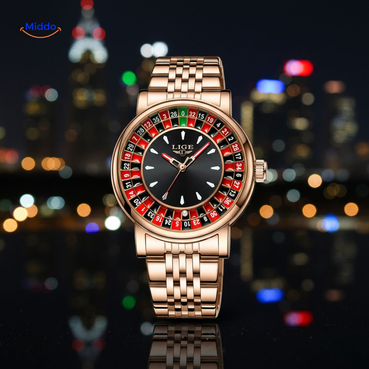 roulettix horloge rosegoud roulette design www.middo.nl