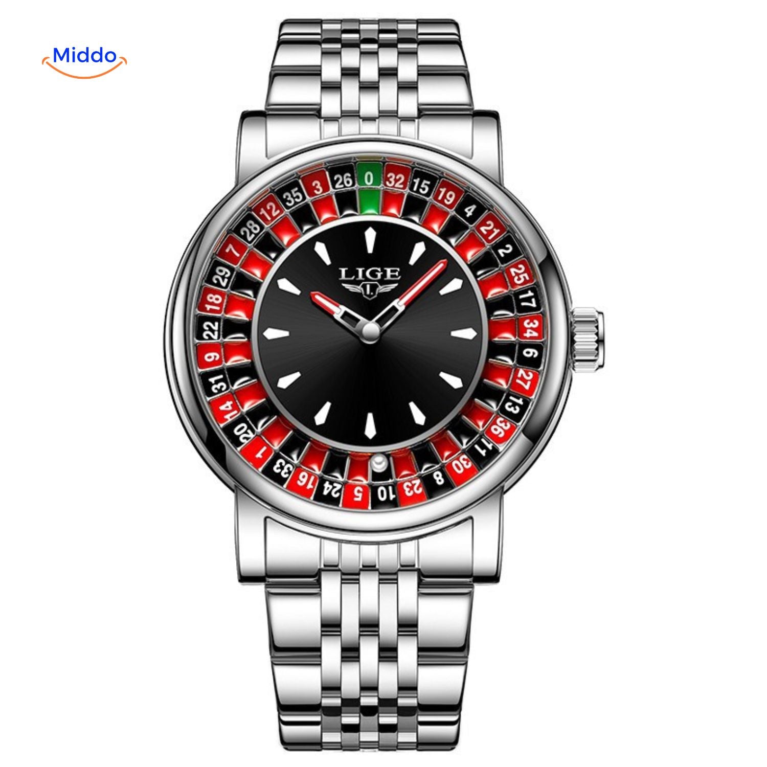 roulettix horloge zilver metalen band www.middo.nl