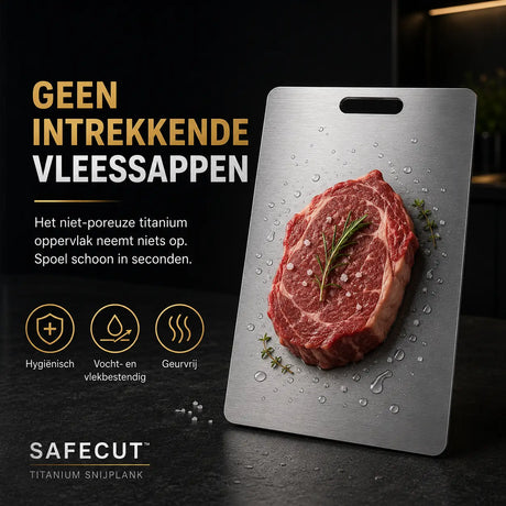 SafeCut™ titanium snijplank van Middo voor hygiënisch snijden van vlees en vis zonder intrekkende vleessappen