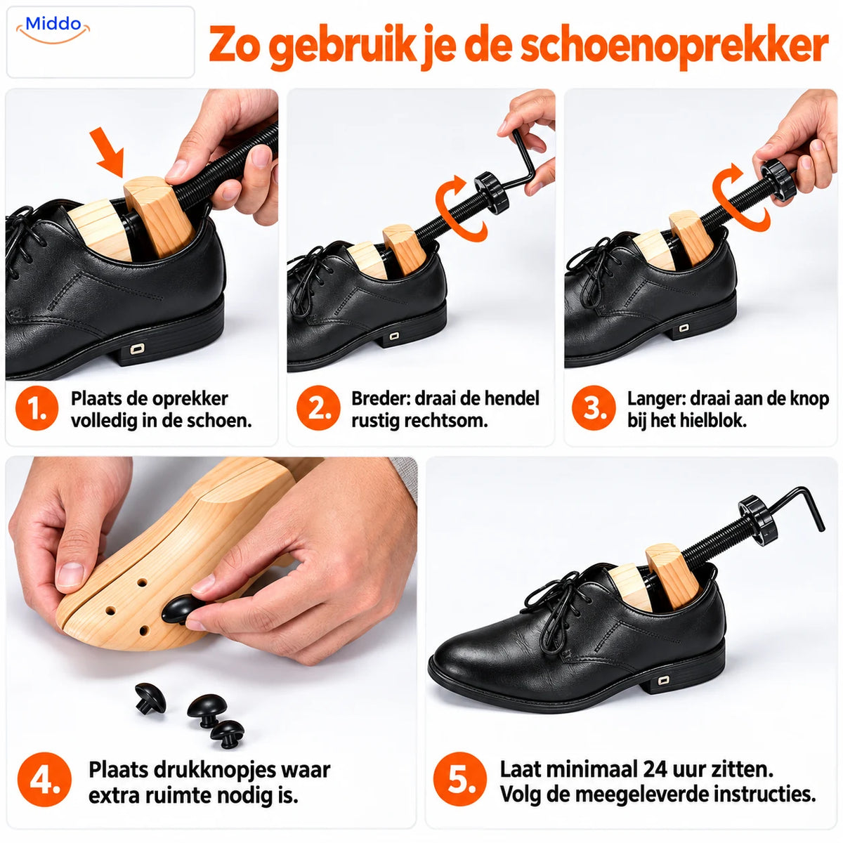 ShoeStretcher Pro gebruiken in vijf stappen.