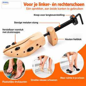 Verstelbare schoenoprekker voor de linker- en rechterschoen.