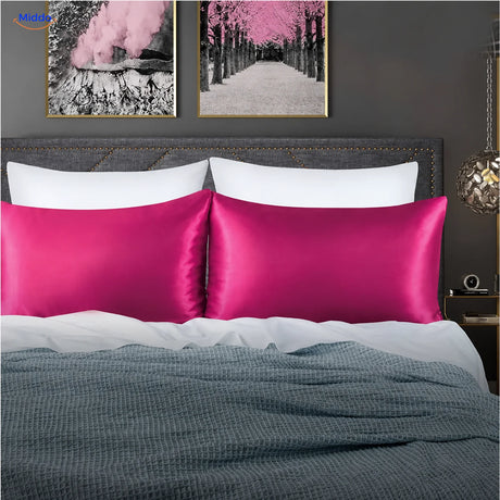 Silkora satijnen kussensloop – Fuchsia – fabrieksfoto zonder reclametekst