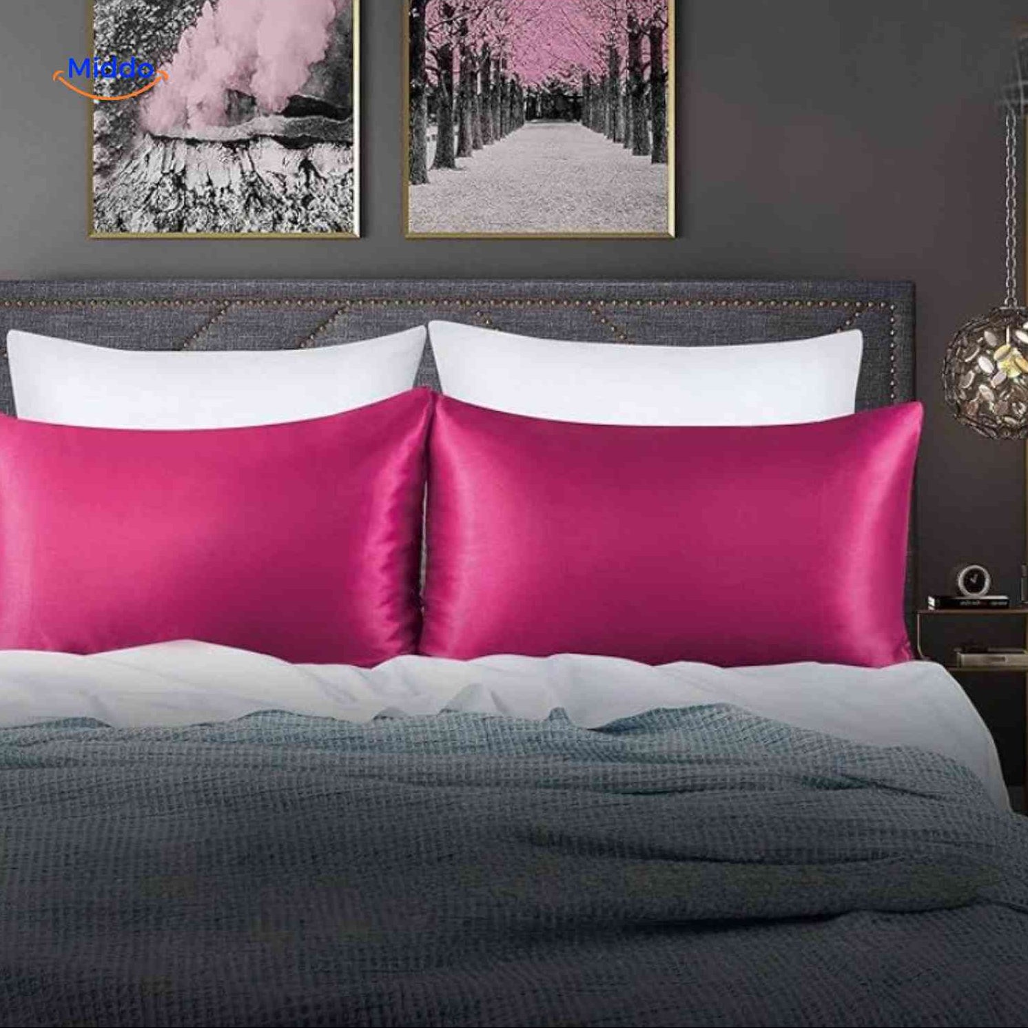 silkora kussensloop fuchsia satijn kussensloopwww.middo.nl