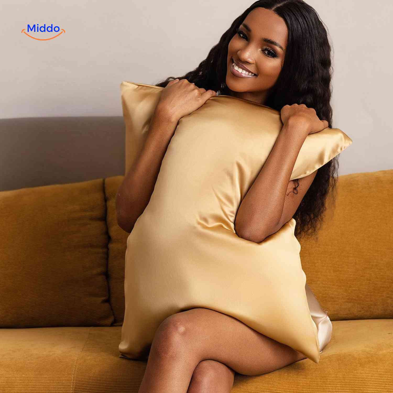 silkora kussensloop goud satijn pillowcasewww.middo.nl