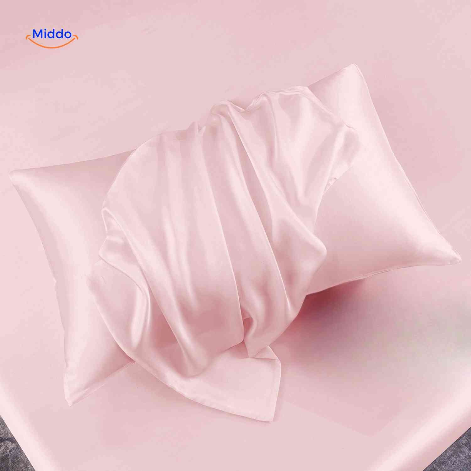 silkora kussensloop lichtroze satijn kussensloopwww.middo.nl