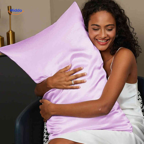 silkora kussensloop lila satijn pillowcasewww.middo.nl