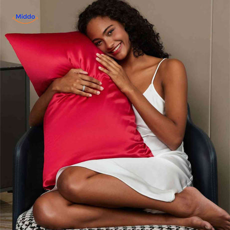 silkora kussensloop rood satijn pillowcasewww.middo.nl