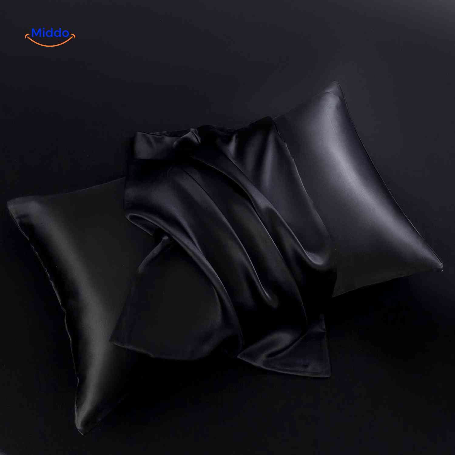 silkora kussensloop zwart satijn kussensloopwww.middo.nl