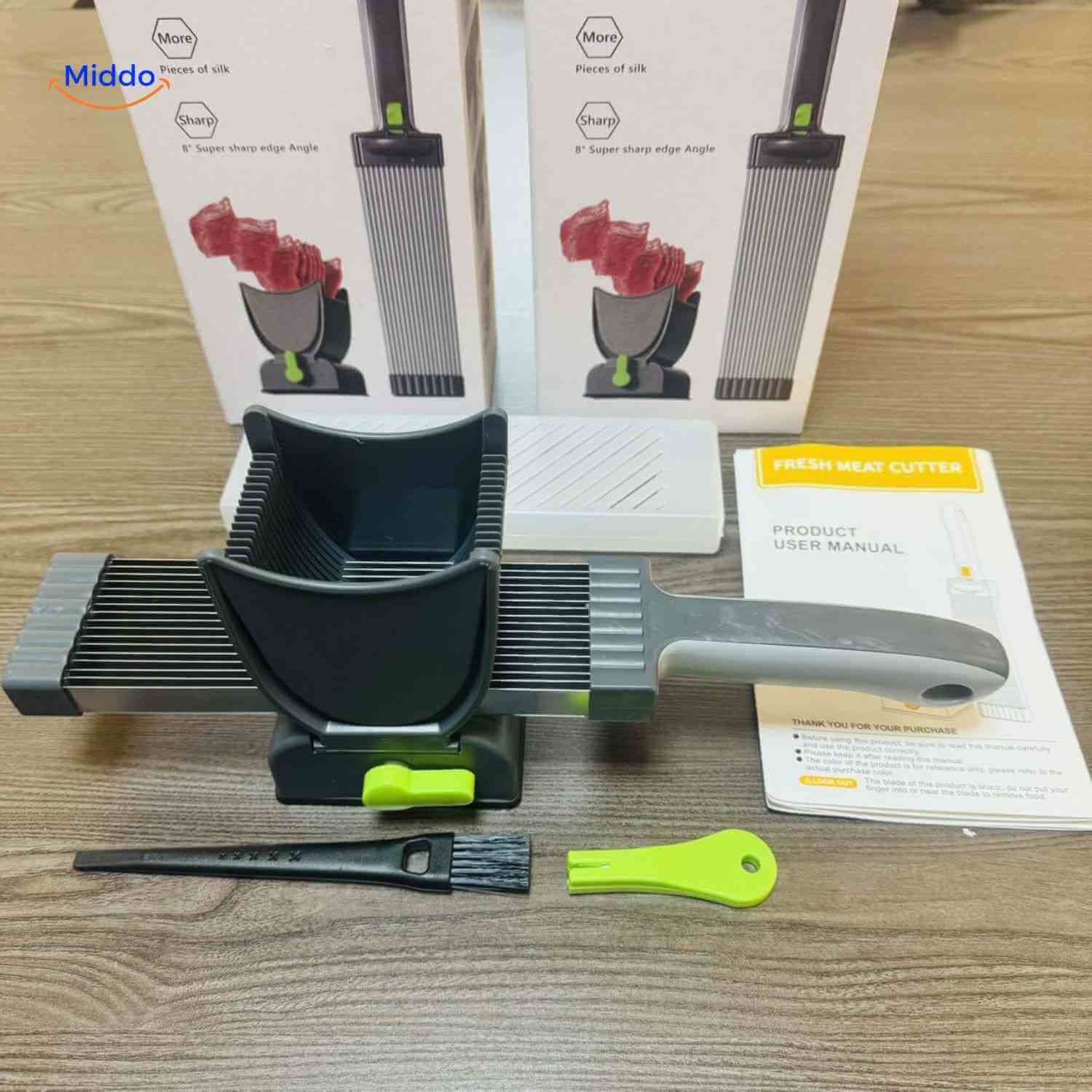 slicora vlees snijset complete set met hendel borstel en handleiding www.middo.nl