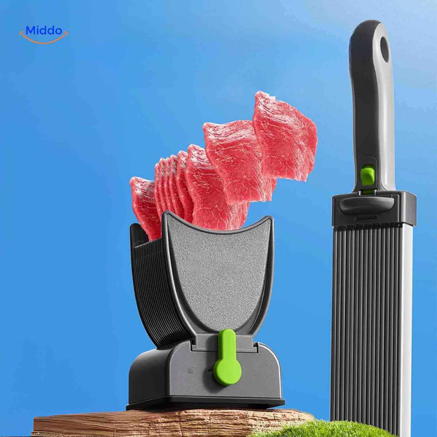 slicora vlees snijset dunne vleesschijven snijder met hendel www.middo.nl