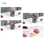 slicora vlees snijset snijproces met dunne plakjes in actie www.middo.nl