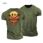 smileywave t shirt smiley zonsondergang print armygroen www.middo.nl