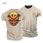 smileywave t shirt smiley zonsondergang print beige www.middo.nl