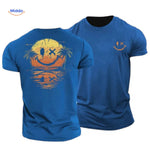smileywave t shirt smiley zonsondergang print blauw www.middo.nl