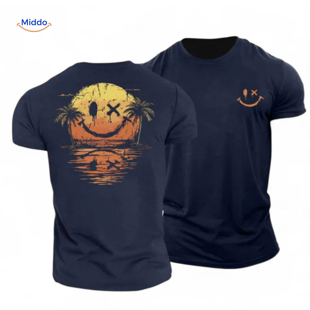 smileywave t shirt smiley zonsondergang print navy www.middo.nl_cbe63350 7aa0 42bd 924b f9ba8591ec88