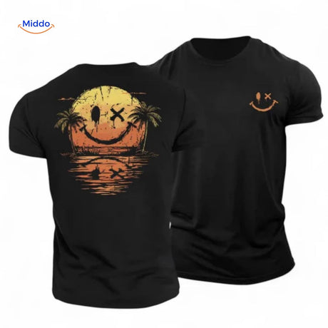 smileywave t shirt smiley zonsondergang print zwart www.middo.nl_4cba6563 0964 471c b933 10c4eaf8b742