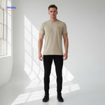 smileywave tshirt beige herenmode casual look www.middo.nl