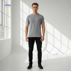 smileywave tshirt grijs casual basic voor heren www.middo.nl
