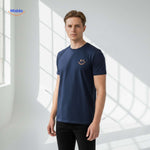 smileywave tshirt navy blauw zijaanzicht met logo www.middo.nl