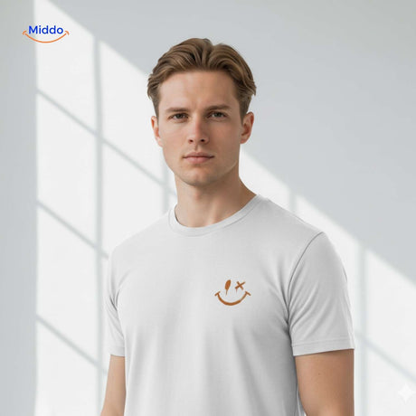 smileywave tshirt wit closeup opdruk smileywave www.middo.nl
