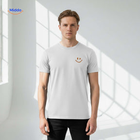 smileywave tshirt wit minimalistisch design met logo www.middo.nl