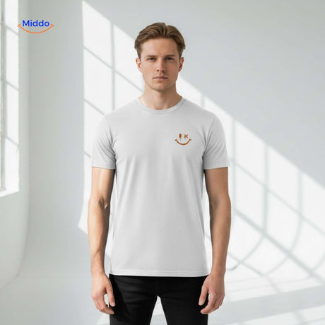smileywave tshirt wit minimalistisch design met logo www.middo.nl