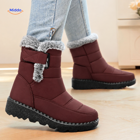 SnowLuxe Boots rood warme winterlaarzen met bont www.middo.nl