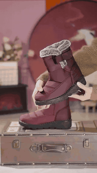 SnowLuxe Boots rood waterdicht sneeuwlaarzen met bont www.middo.nl
