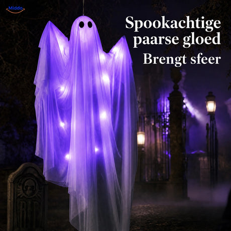 SpookGlow™ met paarse lichtslinger en spookachtige violette gloed