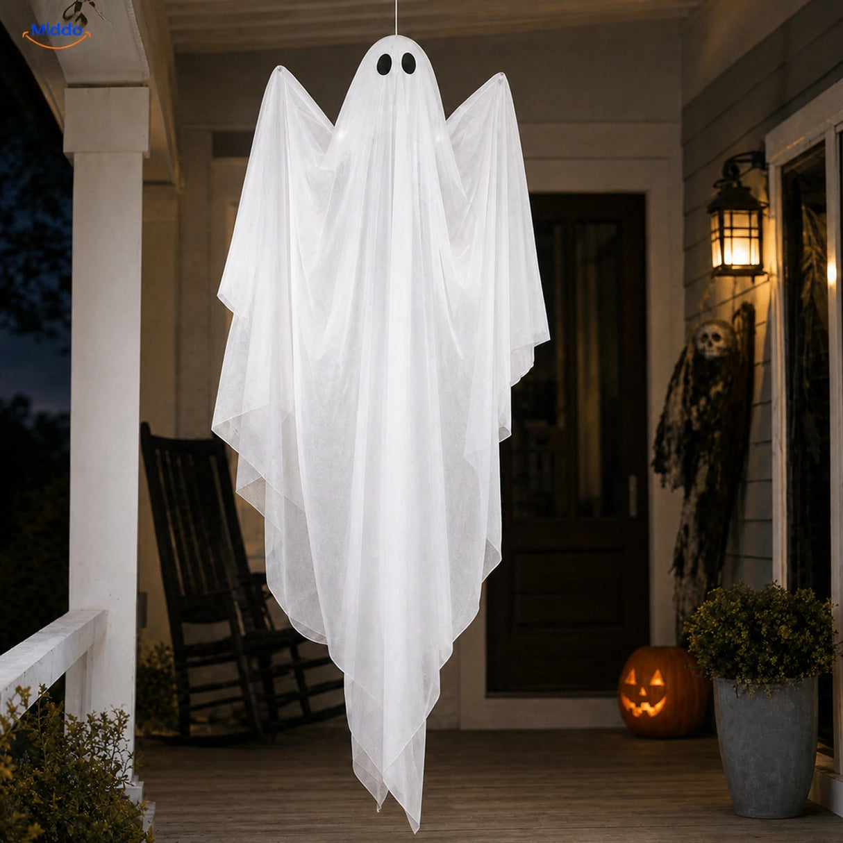 SpookGlow™ zonder verlichting, witte hangende Halloween-spookvariant