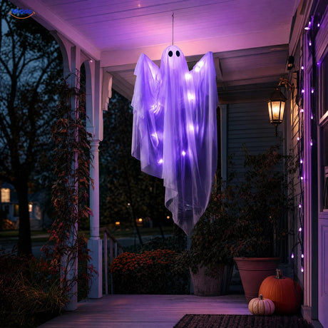 SpookGlow™ met paarse lichtslinger, hangende Halloween-spookvariant