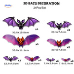 spooklight lamp 3d vleermuis decoratie 24 stuks halloween paarsstijl www.middo.nl